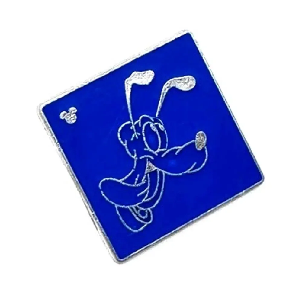 Hidden Mickey Character Outlines Pluto Blue Square Disney Trading Pin